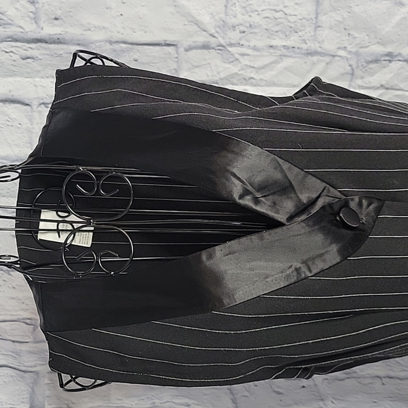 Black and White Pinstripe Button Up Midi Dress Size 3 - Picture 2 of 8